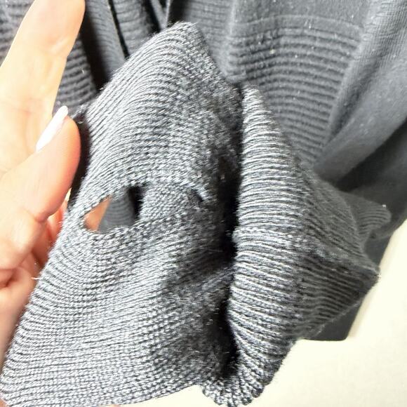 Lululemon Sit In Lotus Wrap II Sweater Cardigan Womens Size 12 Black Merino Wool - Picture 5 of 16